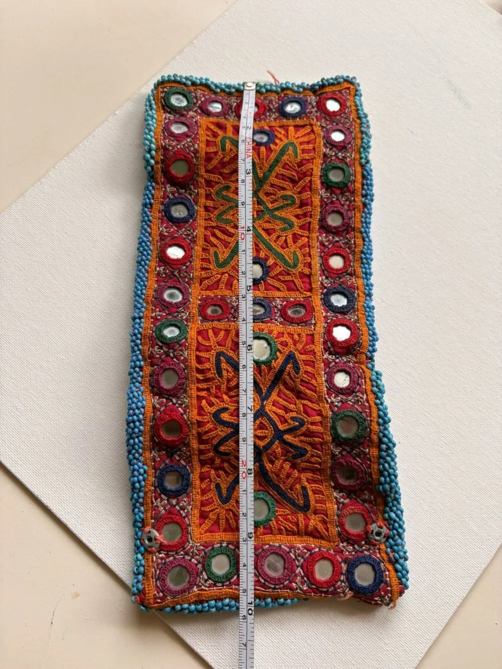 Handcrafted Embroidered Orange & Turquoise Women's Wallet Clutch